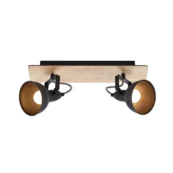 Lámpara de techo Lindby Aylis, 2 luces, 40 cm, negra, madera, E14