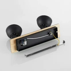 Lámpara de techo Lindby Aylis, 2 luces, 40 cm, negra, madera, E14