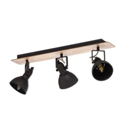 Lámpara de techo Lindby Aylis, 3 luces, 60 cm, negra, madera, E14
