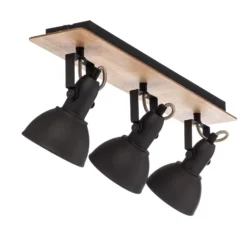 Lámpara de techo Lindby Aylis, 3 luces, 60 cm, negra, madera, E14