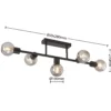 Lámpara de techo Lindby Biscala, 5 luces, negro/humo, E14
