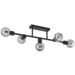 Lámpara de techo Lindby Biscala, 5 luces, negro/humo, E14