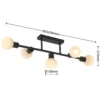 Lámpara de techo Lindby Biscala, 5flg., negro/opal