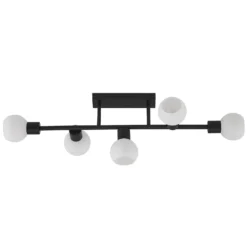 Lámpara de techo Lindby Biscala, 5flg., negro/opal