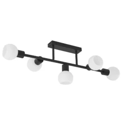 Lámpara de techo Lindby Biscala, 5flg., negro/opal