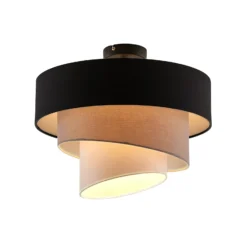 Lámpara de techo Lindby Coria, negro/gris/blanco, Ø 40 cm, E27