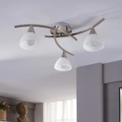 Lámpara de techo Lindby Della, níquel, Ø 58 cm, 3 luces, E14