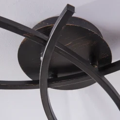 Lámpara de techo Lindby Della, negro-oro, Ø 58 cm, 3 luces, E14