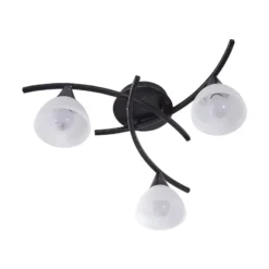 Lámpara de techo Lindby Della, negro-oro, Ø 58 cm, 3 luces, E14