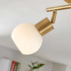 Lámpara de techo Lindby Elaina, 30 cm, 2 luces, latón, cristal, E14