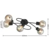 Lámpara de techo Lindby Elaina, 66 cm, 5 luces, negro/humo, E14