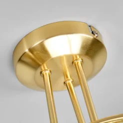 Lámpara de techo Lindby Elaina, Ø52cm, 3 luces, latón, cristal, E14