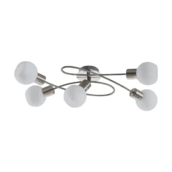 Lámpara de techo Lindby Elaina, 65 cm, 5 luces, níquel, cristal, E14