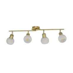 Lámpara de techo Lindby Elaina, 70cm, 4 luces, latón, cristal, E14