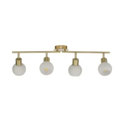 Lámpara de techo Lindby Elaina, 70cm, 4 luces, latón, cristal, E14