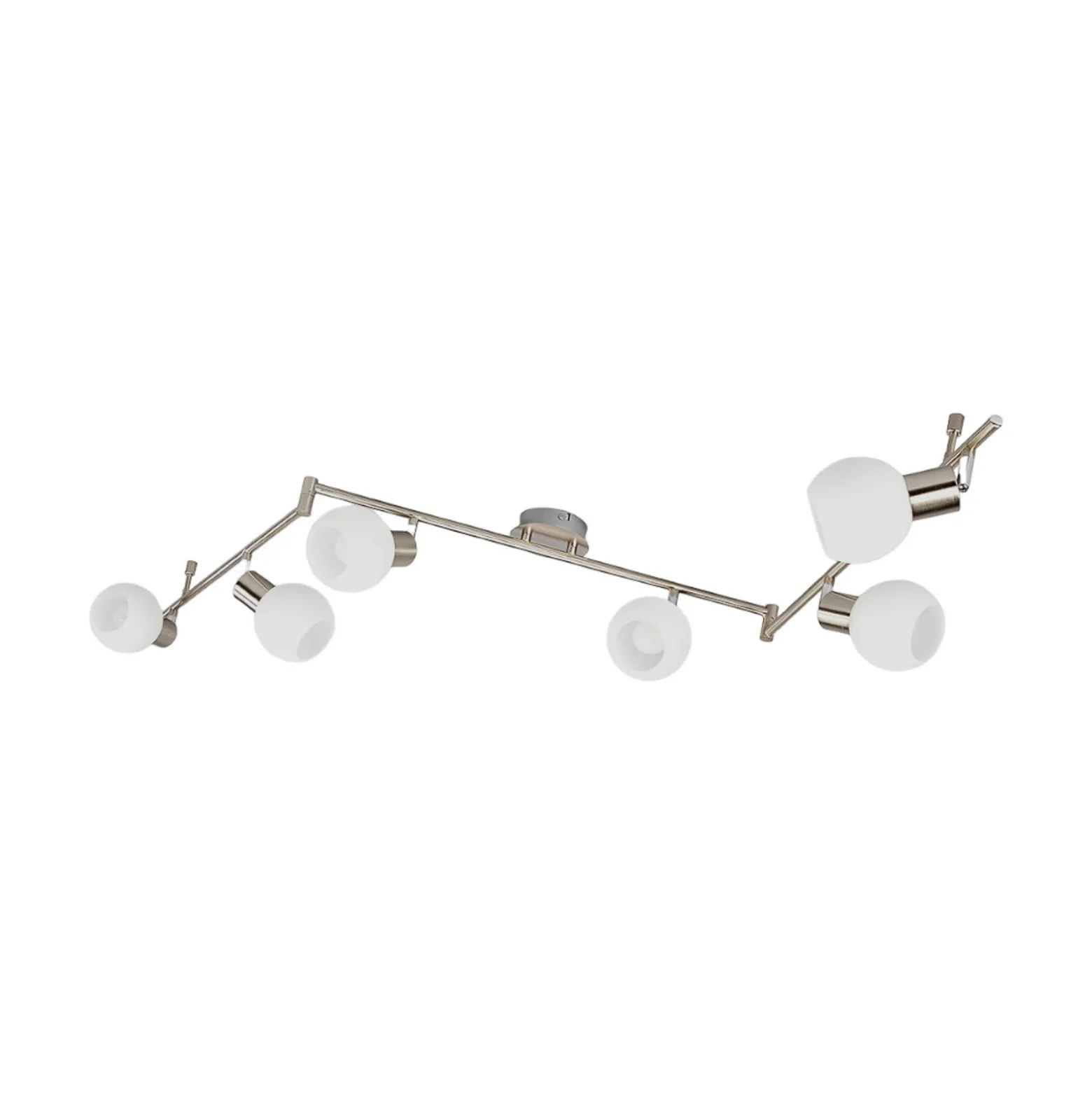 Lámpara de techo Lindby Elaina, 180 cm, 6 luces, níquel, cristal, E14