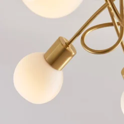 Lámpara de techo Lindby Elaina, Ø50cm, 5 luces, latón, cristal, E14