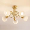 Lámpara de techo Lindby Elaina, Ø50cm, 5 luces, latón, cristal, E14