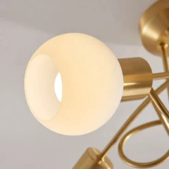 Lámpara de techo Lindby Elaina, Ø50cm, 5 luces, latón, cristal, E14