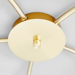 Lámpara de techo Lindby Elaina, Ø54cm, 5 luces, latón, cristal, E14