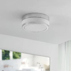 Lámpara de techo Lindby Flavi, Ø 23 cm, cromado, cristal, IP44, E27
