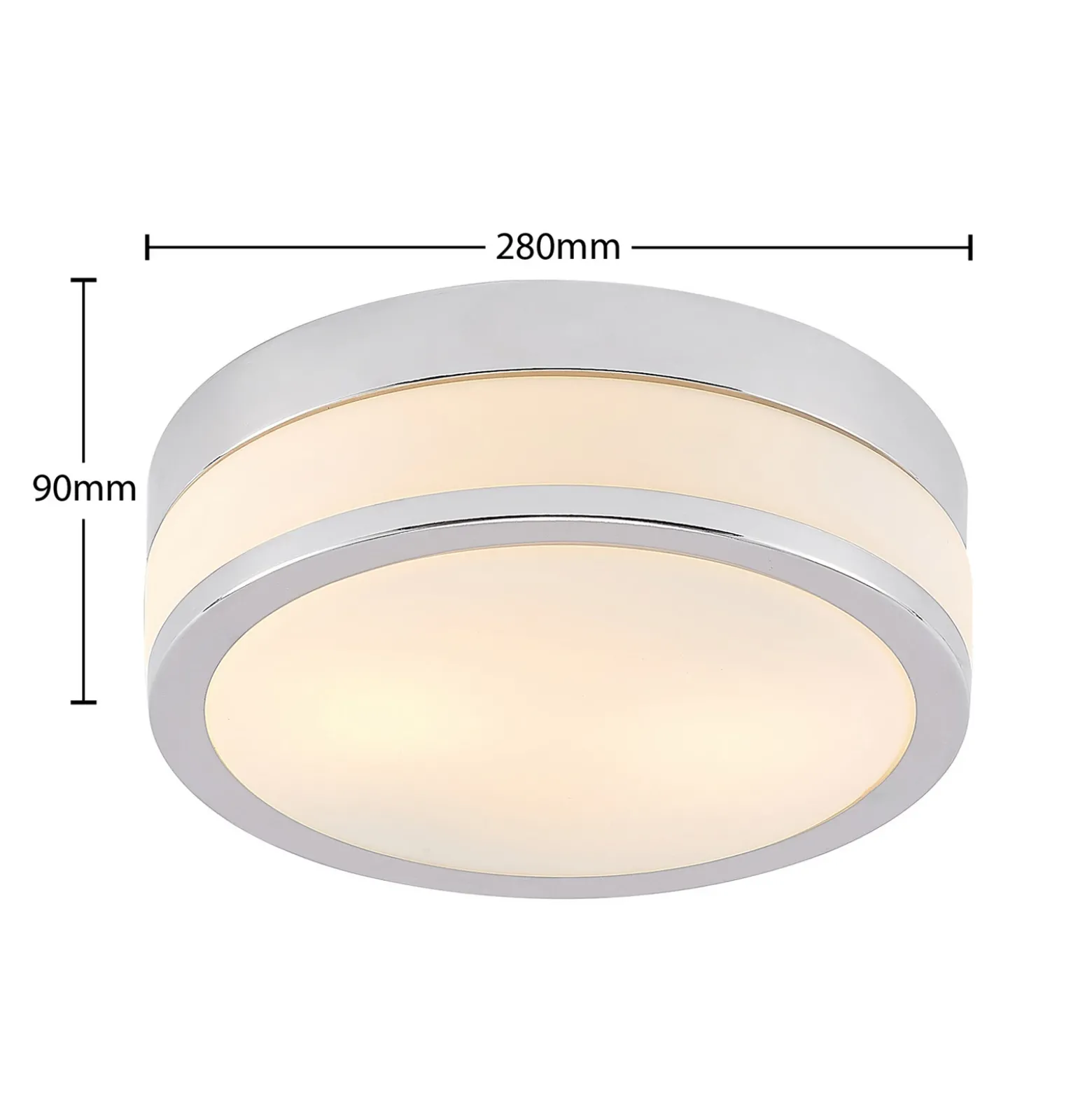 Lámpara de techo Lindby Flavi, Ø 28 cm, cromada, cristal, IP44, E27
