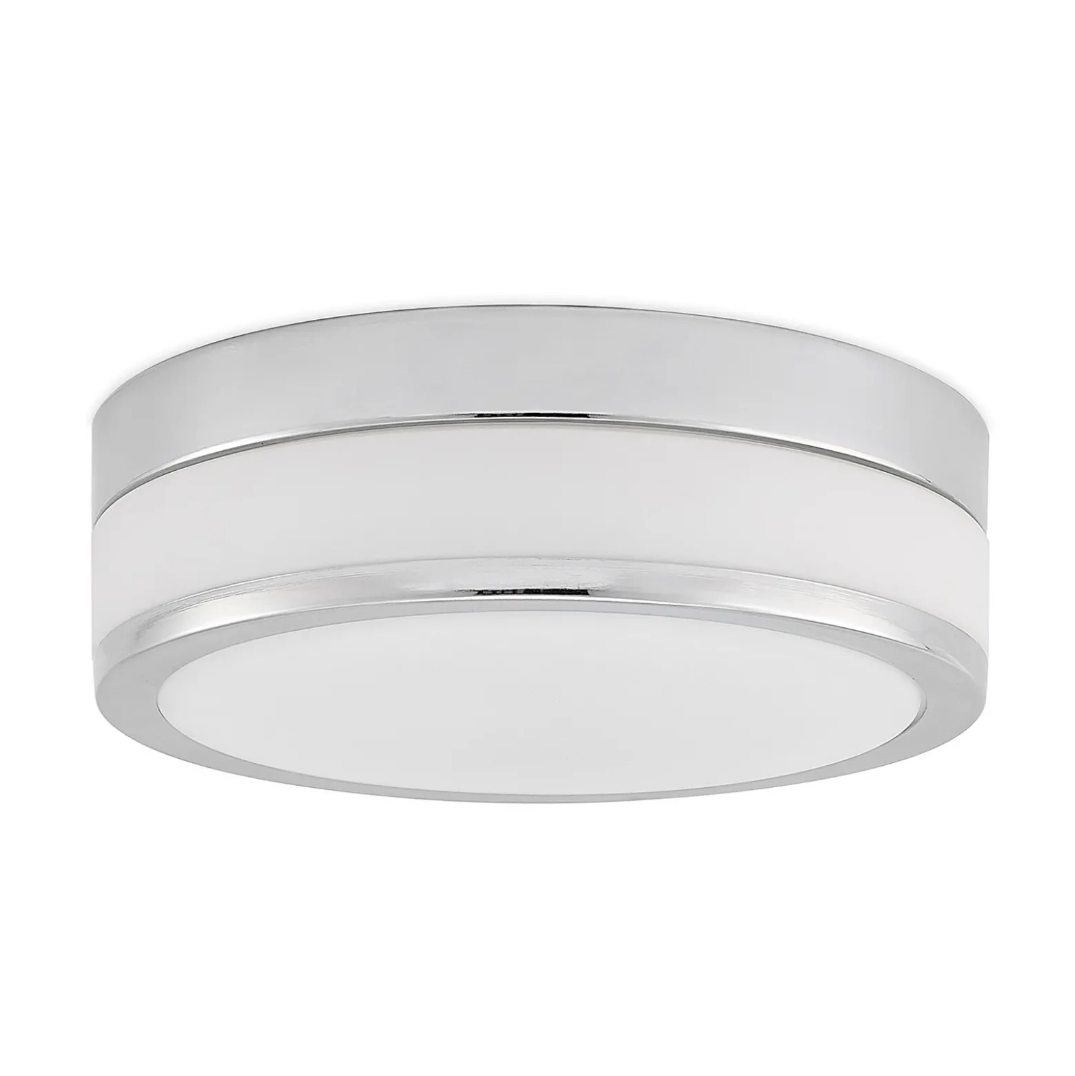 Lámpara de techo Lindby Flavi, Ø 28 cm, cromada, cristal, IP44, E27