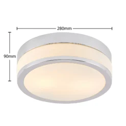 Lámpara de techo Lindby Flavi, Ø 28 cm, cromada, cristal, IP44, E27