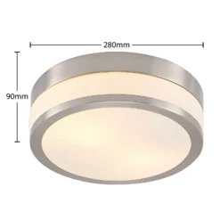 Lámpara de techo Lindby Flavi, Ø 28 cm, níquel, cristal, IP44, E27