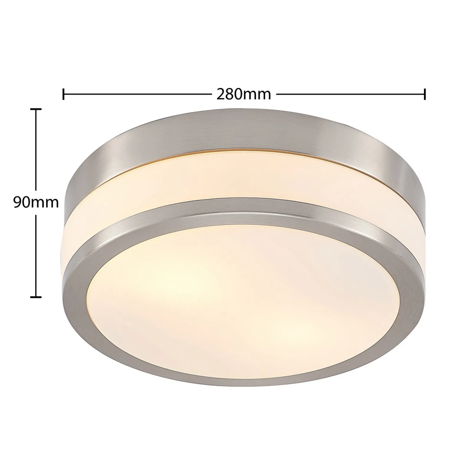 Lámpara de techo Lindby Flavi, Ø 28 cm, níquel, cristal, IP44, E27