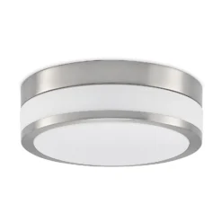 Lámpara de techo Lindby Flavi, Ø 28 cm, níquel, cristal, IP44, E27