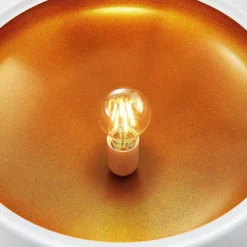 Lámpara de techo Lindby Gerwina, blanco/oro, metal, 40 cm, E27