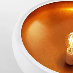 Lámpara de techo Lindby Gerwina, blanco/oro, metal, 40 cm, E27