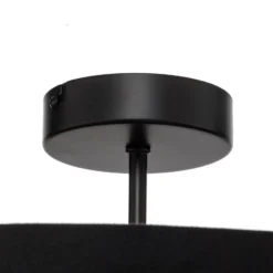 Lámpara de techo Lindby Jusari, negra, de tela, Ø 56 cm, E27