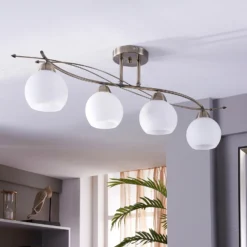 Lámpara de techo Lindby Leanda, 80 cm, 4 luces, metal, cristal