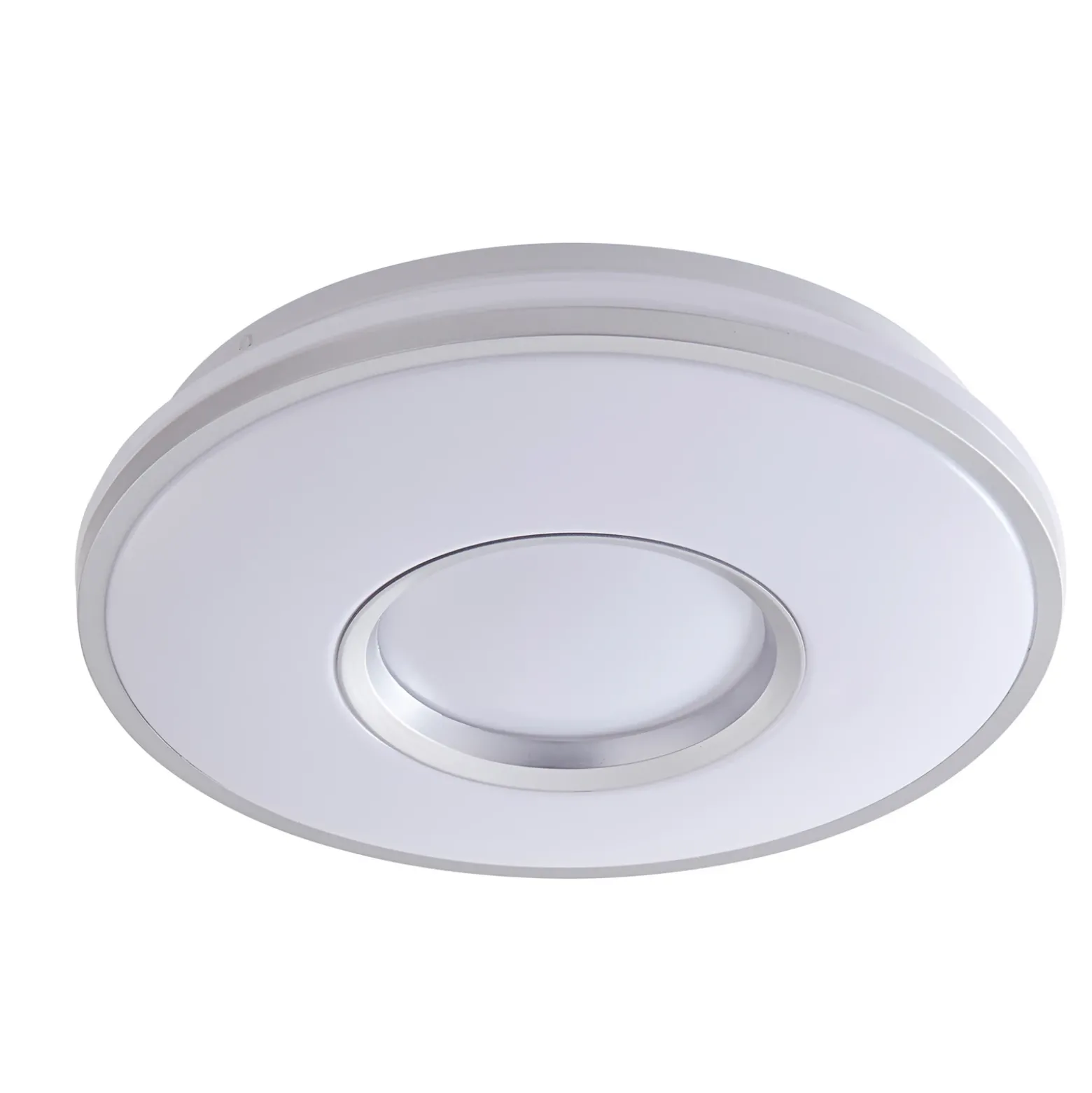 Lámpara de techo Lindby LED Furgo, plata/blanco, plástico, IP44