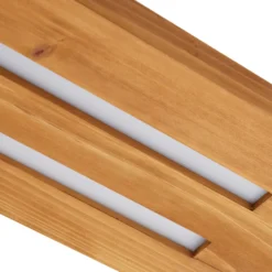 Lámpara de techo Lindby LED Nesaja, negra, madera, 98cm, atenuable