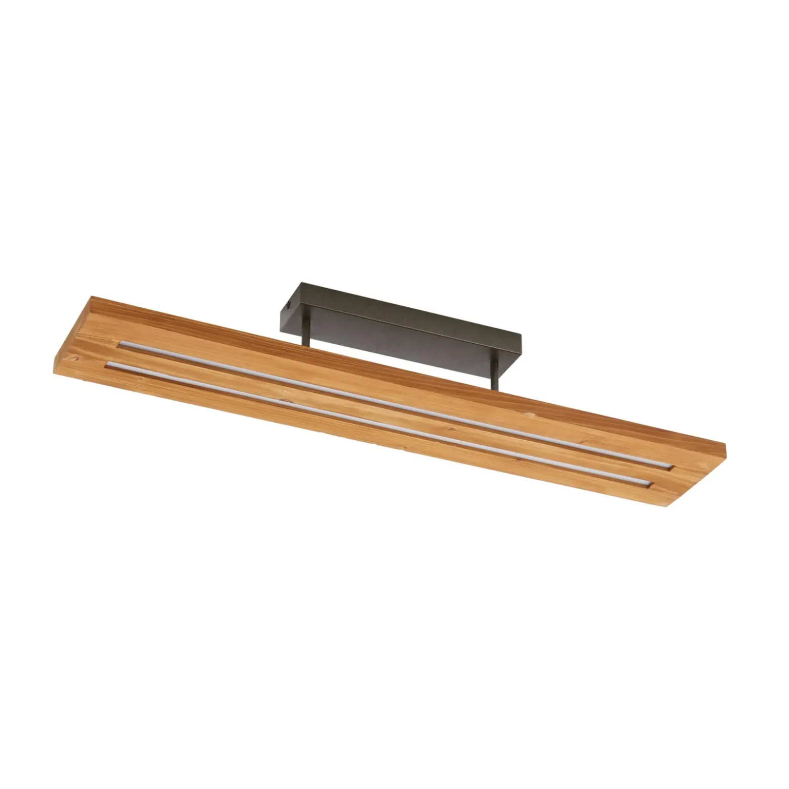 Lámpara de techo Lindby LED Nesaja, negra, madera, 98cm, atenuable