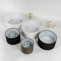 Lámpara de techo Lindby Lettie, gris/negro/blanco, 5 luces, E27