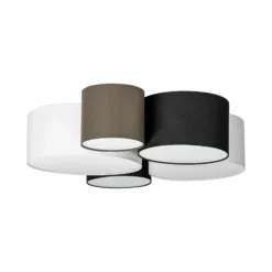 Lámpara de techo Lindby Lettie, gris/negro/blanco, 5 luces, E27
