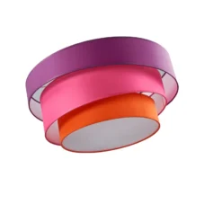 Lámpara de techo Lindby Melia, violeta/rosa/naranja, tejido, Ø 56 cm