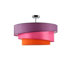 Lámpara de techo Lindby Melia, violeta/rosa/naranja, tejido, Ø 56 cm