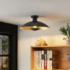 Lámpara de techo Lindby Narisara, Ø 40 cm, E27, negro-oro