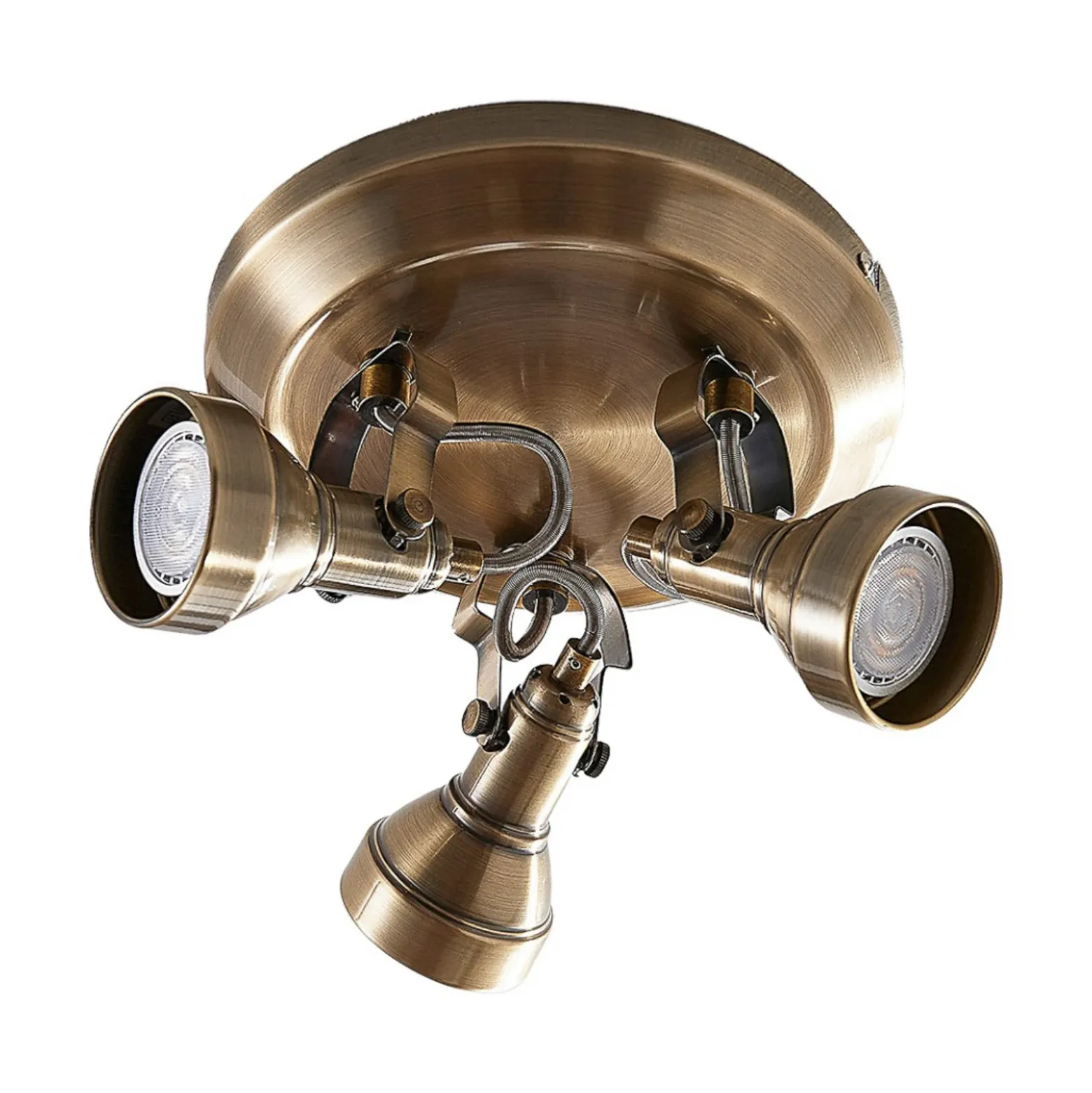 Lámpara de techo Lindby Perseas, Ø 22cm, 3 luces, latón antiguo, GU10