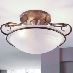 Lámpara de techo Lindby Rando, plata envejecida, cristal, Ø 50 cm, E27