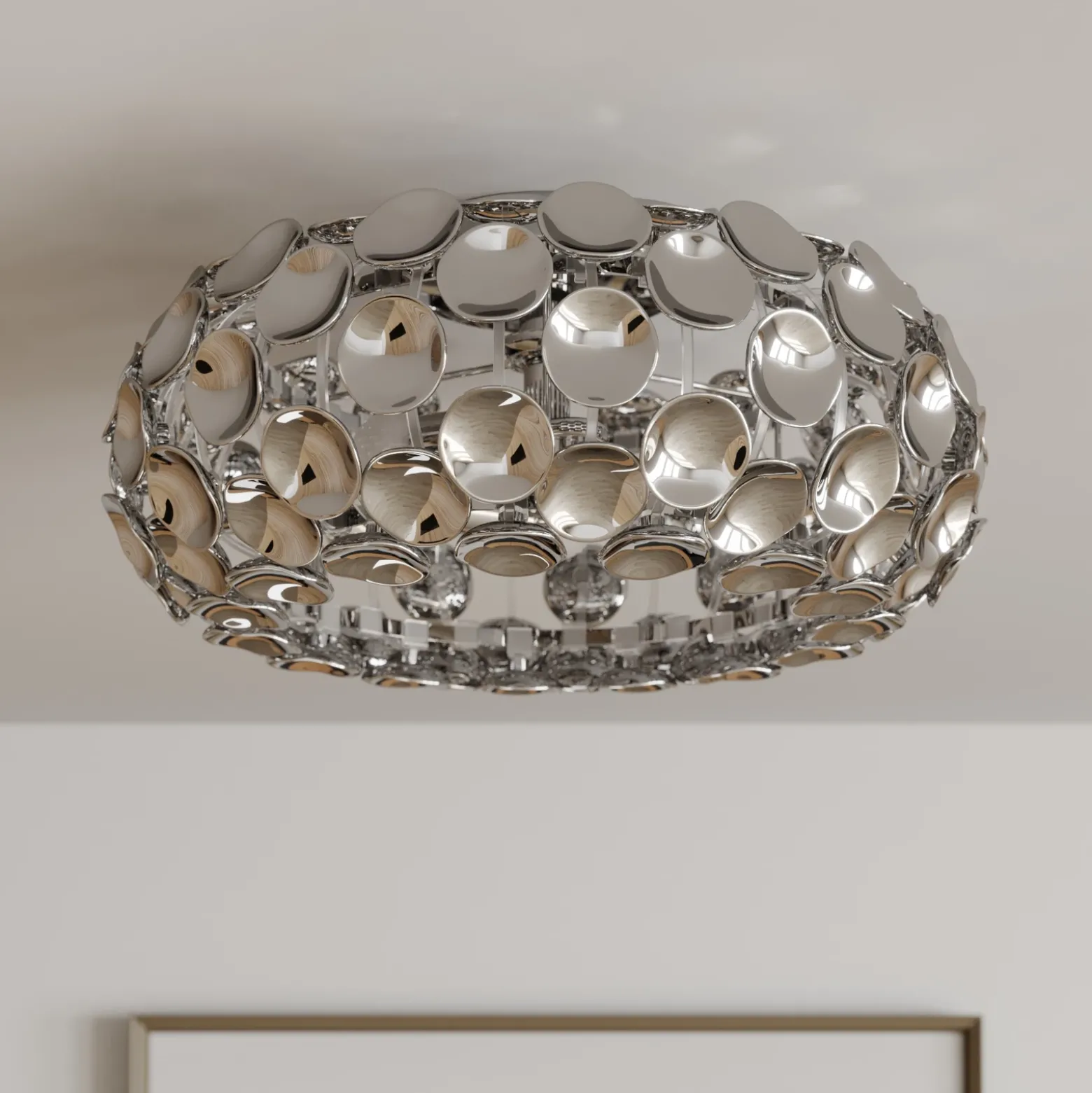 Lámpara de techo Lindby Reza, Ø 48 cm, color cromo, E14