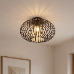 Lámpara de techo Lindby Rosalea, color cobre, metal, 40 cm, E27