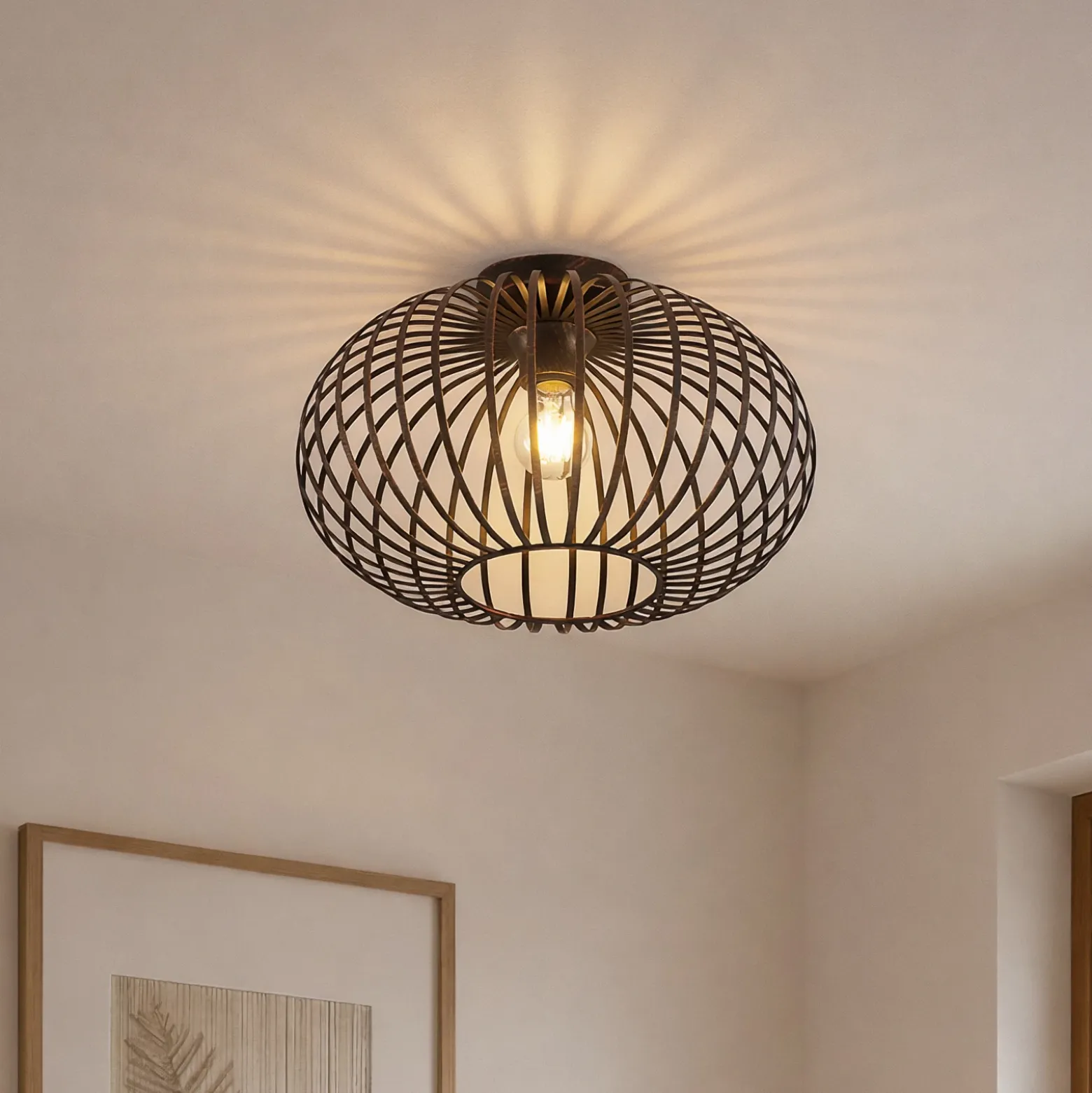 Lámpara de techo Lindby Rosalea, color cobre, metal, 40 cm, E27