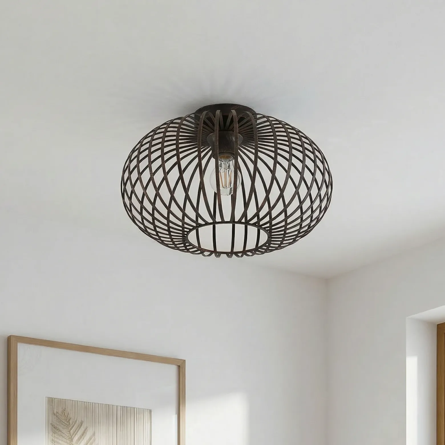 Lámpara de techo Lindby Rosalea, color cobre, metal, 40 cm, E27