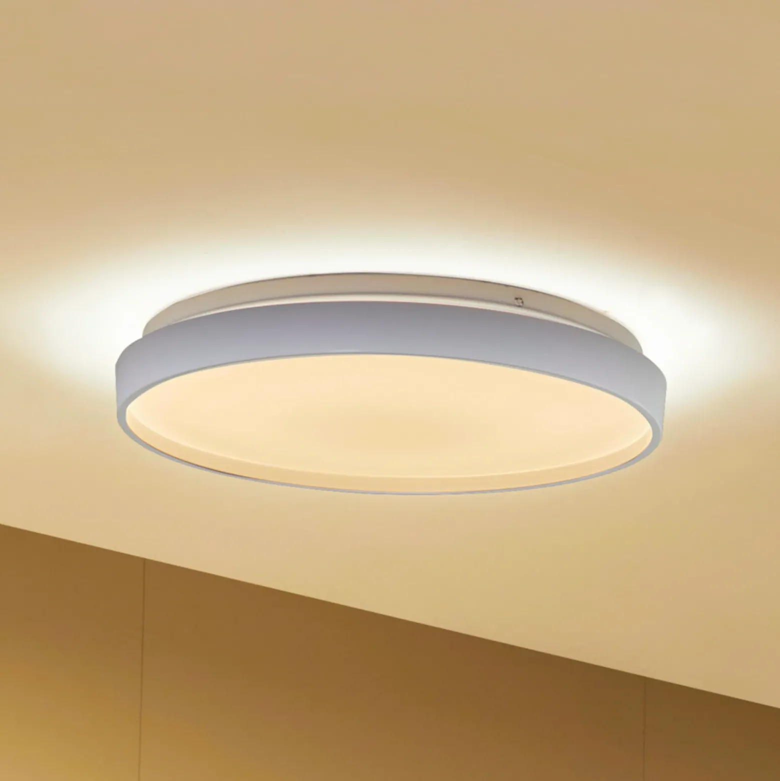 Lámpara de techo Lindby Smart LED Mirren, blanca, metal, CCT, Tuya